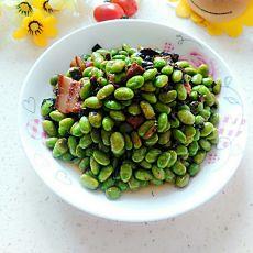 盐菜肉炒毛豆