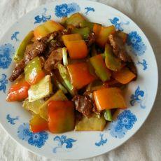 肉片辣炒西兰花梗