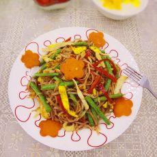 豆角炒紫薯面条