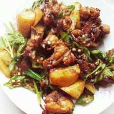 土豆秋葵炒鸡架